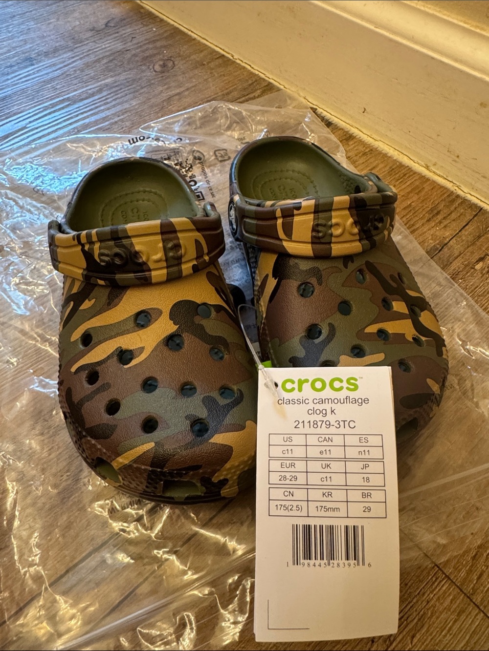 CROCS Kids Classic Camouflage Clog in Green and Brown